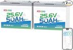 Redodo Bluetooth 24V 50Ah TM Low-Temp LiFePO4 Battery, Smart Lithium Battery Built in 50Ah BMS, 10 Years Lifespan, Perfect for Trolling Motor, Marine, RV, Fishing Finder, Solar and Off Grid-2 Pack