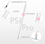 PS1-Pro Stylus Pen for Apple iPad 2018-2025｜Faster Charge Custom Shortcuts Pixel-Perfect with Metal Chrome Tip｜Pencil for iPad 11th & 10th Generation, Pro 11"/12.9"/M4, Air 3/4/5/M2/M3, mini 5/6th Gen