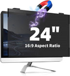 Magnetic Computer Privacy Screen 24 Inch, Removable Hanging Privacy Screen Shield for Frameless Monitor 16:9 Widescreen, Anti Blue Light Privacy Filter, Anti-Glare Protector