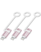 [MFi Certified] 36W USB C to Lightning Cable Adapter, Support Data Sync/PD Fast Charging Compatible with iPhone iPad AirPods, with Anti-Lost Holder - Rose Gold 3 Pack