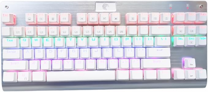 Granvela OUTEMU Brown Switches Mechanical Keyboard - 87-Key Tenkeyless | Rainbow LED Backlit | NKRO(N-Key Rollover) | Hot Swappable | Tenkeyless |Aluminium Panel -White