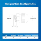 Cable Gland 20 Pack Plastic Waterproof Adjustable Connector 3-7mm PG7 Strain Relief Cord Connectors Joints Nylon with Gaskets