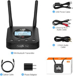 1Mii B06TX+ Long Range Bluetooth 5.2 Transmitter for TV/PC/Projector to 2 Wireless Headphones/Speakers, Bluetooth Adapter for TV w/Screen Display Plug n Play, aptX Low Latency & HD Audio
