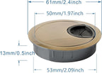 Desk Grommet for Wire Organizer,PC Computer Desk Plastic Grommet Cord, Tidy Cable Hole Cover Organizers,2 Pack (53mm, Gold)