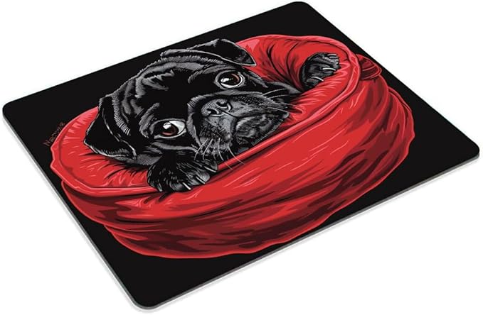 Square Mouse Pad Cartoon Black Bulldog-1,Gaming Mouse Pads for Desk,Soft Computer Waterproof Non-Slip Mouse Mat