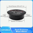Desk Grommet 2-3/8" (60 mm), Desk Hole Cover for Cables Black, Cable Grommet ABS Plastic, Desk Hole Grommet for Office and Home Table Cable, Detachable & Flexible Cable Cord Organizer-4 Pcs