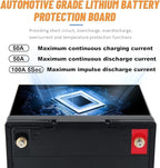 12V Lithium Battery-50Ah Lithium Phosphate Iron LiFePO4 Deep Cycle Battery,50A BMS,4000+ Cycles,Perfect for RV,Trolling Motor,Home Storage,Solar Power System and Outdoor Camping