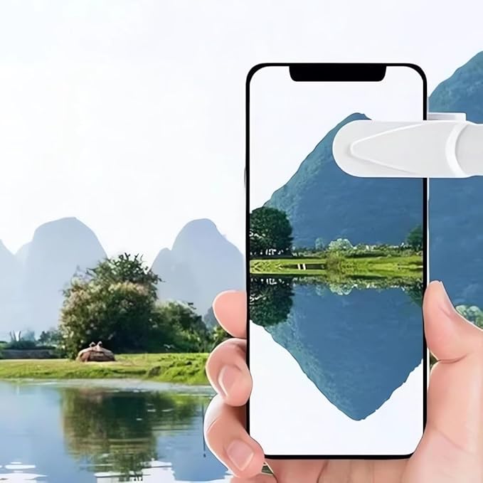 2024 Smartphone Camera Mirror Reflection Clip Kit -【New Version】 Smartphone Selfie Reflector, Adjustable Mobile Phone Reflection Camera Clip, Mirror Reflection Phone Clip for All Phones (1PC-Balck)