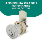 Olympus Lock DCN4 Rekeyable Cam Lock | 1-3/4" Cylinder KD Key Lock, Keyed Different | US26D Chrome Cabinet Lock | Grade 1 | Reversible for Doors & Drawers