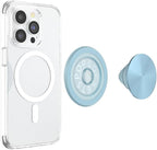 PopSockets Phone Grip for MagSafe with Kickstand, Magnetic Stand, Swappable Top, Secure Hold for iPhone MagSafe Cases, Phone & Tablet Grip -Light Blue