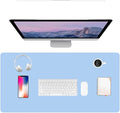 PU Leather Desk Pad Protector Gaming Mouse Pad Non Slip Desk Mat for Keyboard and Mouse Waterproof Desk Writing Pad for Office and Home Desk Accessories(Blue, 31.5 * 15.7)