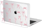 Compatible with 2021 2020 2019 2018 MacBook Air 13 inch Case M1 A2337 A2179 A1932 with Touch ID, Crystal Clear Pattern Plastic Hard Shell Case for MacBook Air 13 M1 2021, Pink Bowknot