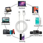 6ft USB-C to USB-A Fast Charger Cable for iPad Pro, Galaxy, MacBook Air, Nintendo Switch, Pixel, LG, Sony, OnePlus