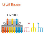 5Pcs Lever Wire Connectors, 3 in 9 Out Quick Wiring Cable Electrical Connector Compact Push-in Conductor Terminal Block for 24-12 AWG