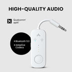 Avantree Relay - Airplane Bluetooth 5.3 Adapter with Qualcomm aptX Adaptive, Supports 2 AirPods or Headphones, 20Hr Playtime, 3.5mm AUX Wireless Audio Transmitter for Travel Flight, Airline, Gym