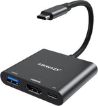 USB C to HDMI Adapter, 4K HDMI to USB-C Multiport Hub Adapter with 100W PD & USBA 3.0 Port, Type C Digital AV Converter for iPad Pro, MacBook Pro/Air, iPhone 15/16, Switch, TV, Monitor and More(Black)