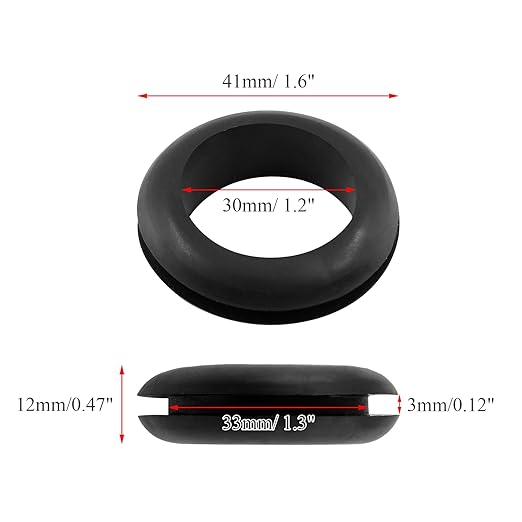 12 Pcs Rubber Grommets, 1-1/5" Inside Diameter 1-1/3" Drill Hole Rubber Wire Grommets O Ring Grommets for Wire, Firewall, Cables, Plugs, Automotive
