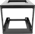 9U Wall Mount Open Frame 19 Inch Server Equipment Rack Wall Mountable Heavy Duty Design - Holds All Networking & AV Gear - Open Frame Includes 2 1U 12in Vented Shelves & Mounting screws (WALL RACK 9U)