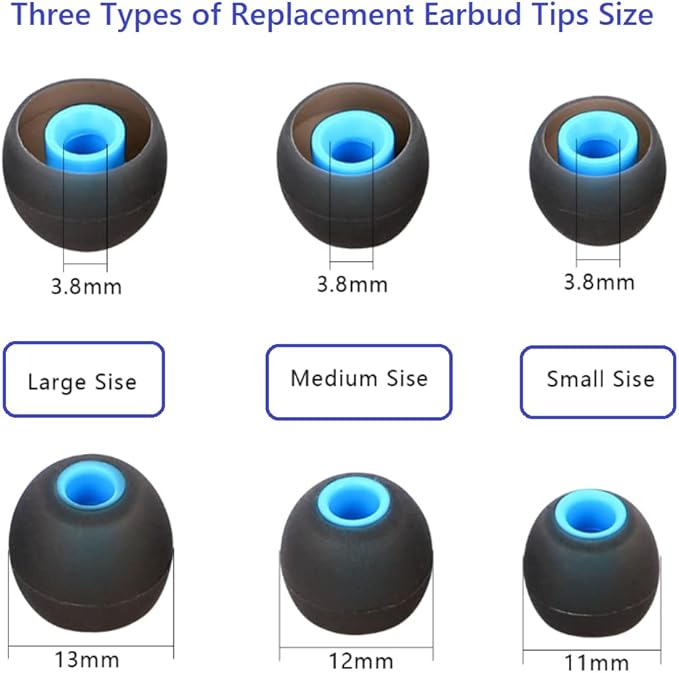 Replacement Earbud Tips Earbud Covers Silicone Tips Ear Gels Fit for Inner Hole from 3.8mm - 5.1mm Earphones 9 Pairs S/M/L