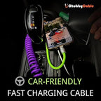 chubbycable Colorblock Chubby - Spring Braided Silicone Charge Cable Coiled USB C Cable Fast Charging Type C Charger Cord for Car, Green+Red, USB-A to Type-C, 2.29FT-3.6FT