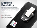 Turtleback Belt Clip for iPhone 16 Pro, 16e, 15 pro 14 Pro 13 Pro -Small- Fits w/Slim MagSafe Style Cases - Premium Black Nylon, Vertical Belt Holder, Magnetic Closure, HD Rotating Belt Clip