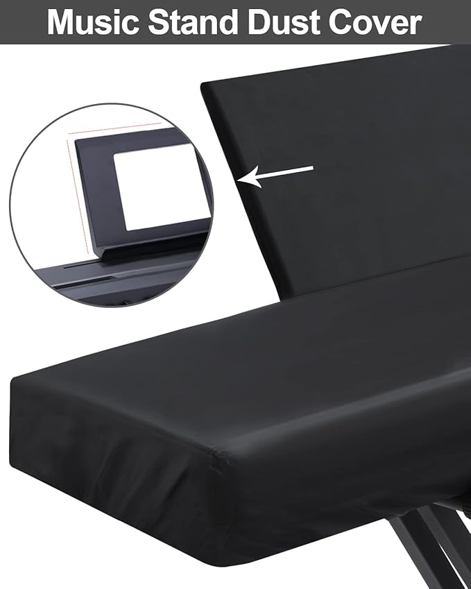 Stretchy Electric Piano Keyboard Covers - Waterproof Elastic Lock Music Keyboard Protector (61 Keys, Black)