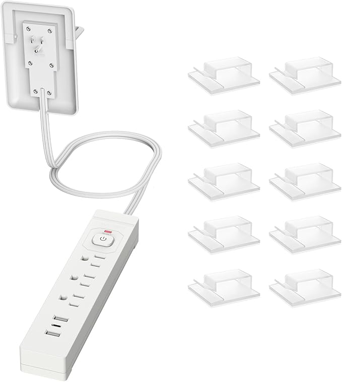6FT Ultra-Thin Flat Plug Power Strip with 3 Outlets & 3 USB Ports | Child & Pet-Safe, 1625W, Wall-Mounted Cord Organizer, Universal Size Outlet & Plug Concealer with Cord Clips(UL Listed)