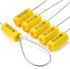 Leadseals(R) 100 Steel Cable Seals Metal Security Seal Numbered Metal Truck Trailer Seals Security Tags Tamper Evident Tags Container Seals Pull Tight Steel Wire Seals (Yellow, 100pcs)