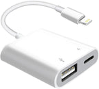 [Apple MFi Certified] Lightning to USB Camera Adapter with Charging Port for iPhone, USB 3.0 Female OTG Cable for iPad to Connect Card Reader USB Flash Drive U Disk Keyboard Mouse Hubs Midi
