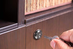 Cabinet Cam Lock - 5/8" Pack of 4 Cabinet Locks with Keys for RVs, Drawer Lock Including 4 Cylinder Round Face Tool Box Locks, 4 Straight & 4 Offset Cams, 4 Alike Keys with Bonus Key Chain