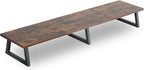 TEAMIX 42 inch Large [Dual] [Monitor] [Riser],Rustic Brown Extra Long TV [Stand Wood & Steel Desktop [Riser] with Storage for [Dual] Screen Office Desk Organization