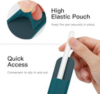 MoKo Pencil Holder Sticker Fit Apple Pencil Pro, Apple Pencil (USB-C), Apple Pencil 1st/2nd Generation, Elastic Pencil Pocket Pouch Adhesive Sleeve Attached to iPad Case for Stylus Pens,Midnight Green