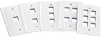 FGB 2-Port Keystone Wall Plate 20-Pack, Low-Profile Single Gang Wall Plates for RJ45, HDMI, and Coax Keystone Inserts, White