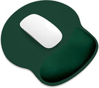 ITNRSIIET Ergonomic Mouse Pad with Wider Memory Foam Wrist Rest +17% - Curved Cushion Reduces Pressure 20%, Pain Relief, Non-Slip, Smooth, Cute Colors, 9.85 x 9 in, Deep Green