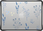 CASETiFY Impact MacBook Air 13.6" (M2-M4) Case [Cushioned Impact Corners/Scratch-Resistant/Anti-Slip Grip] - Small Blue Flowers - Clear Black
