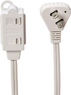 Amazon Basics Extension Cord with Multiple Outlets, 3 ft 2-Prong Indoor Power Strip, Flat Plug, 13 Amps, 1625 Watts, 125 VAC, White, 2-Pack