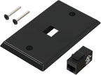 VCE Black Ethernet Wall Plate (UL-Listed), 1-Port CAT6 Wall Plate and Jack, RJ45 Keystone Wall Outlet with Single Gang Low Voltage Mounting Bracket, 2-Pack