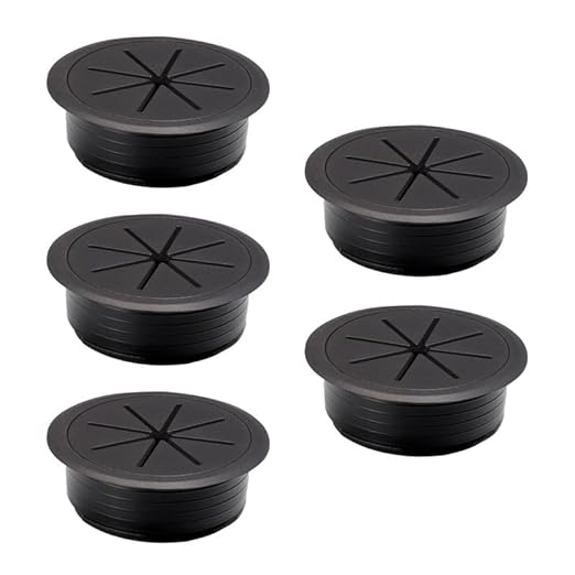 5 Pcs Desk Grommet 2-1/16" / 53 mm, Desk Cord Hole Cover, Cable Grommet ABS Plastic, Desk Hole Grommet for Home & Office Pc, Detachable Adjustable Cable Cord Organizer-Black