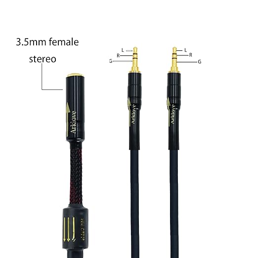 Arklove 15ft Shielded 1/8" aux Input 3.5mm Female to 2X 3.5 Output Splitter Stereo Audio Video Cable Out 3.5 Male to Two 3.5 Male in Dual Speaker Cord 24k Gold Plated