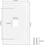FGB 1-Port Keystone Wall Plate 20-Pack, Low-Profile Single Gang Wall Plates for RJ45, HDMI, and Coax Keystone Inserts, White