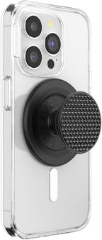 PopSockets Phone Grip for MagSafe with Kickstand, Magnetic Stand, Swappable Top, Secure Hold for iPhone MagSafe Cases, Phone & Tablet Grip - Alum Triangle Knurled Black