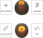 Earbuds Replacement Tips Silicone Earbud Tips Ear Gels Fit for Inner Hole from 3.8mm - 5.1mm Earphones 9 Pairs S/M/L Black-Orange