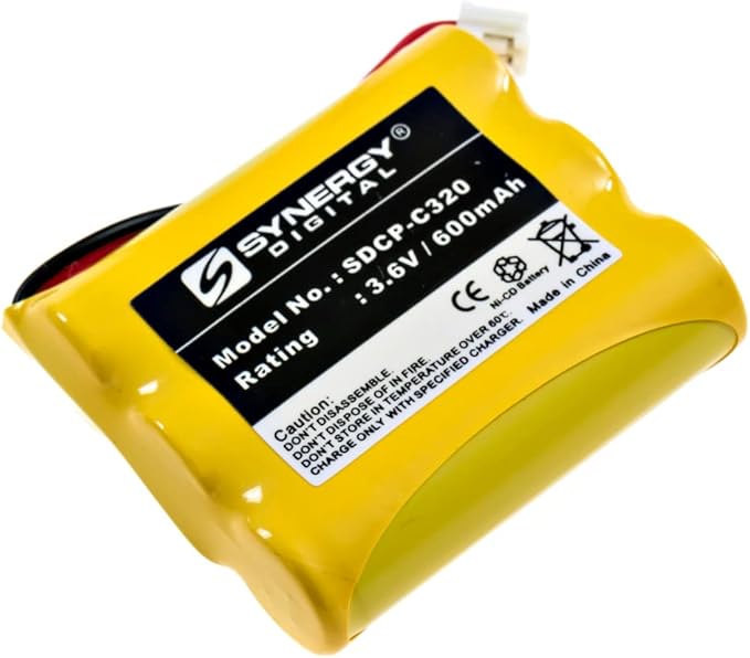 Synergy Digital Cordless Phone Batteries, Compatible with AT&T-Lucent 3301 Cordless Phone, (NI-CD, 3.6V, 600 mAh), Replacement for GP GP60AAS3BMJ Battery, Combo-Pack Includes: 2 x SDCP-C320 Batteries