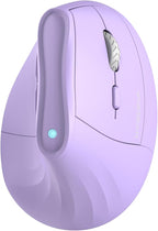 57° Ergonomic Wireless Tower Mouse, Vertical Quiet Ergo Mouse, Bluetooth(BT5.0,BT3.0)&2.4G, (800/1200/2400/2400/4000), 7 Buttons for Windows, macOS, iPadOS, Laptop, PC,Purple
