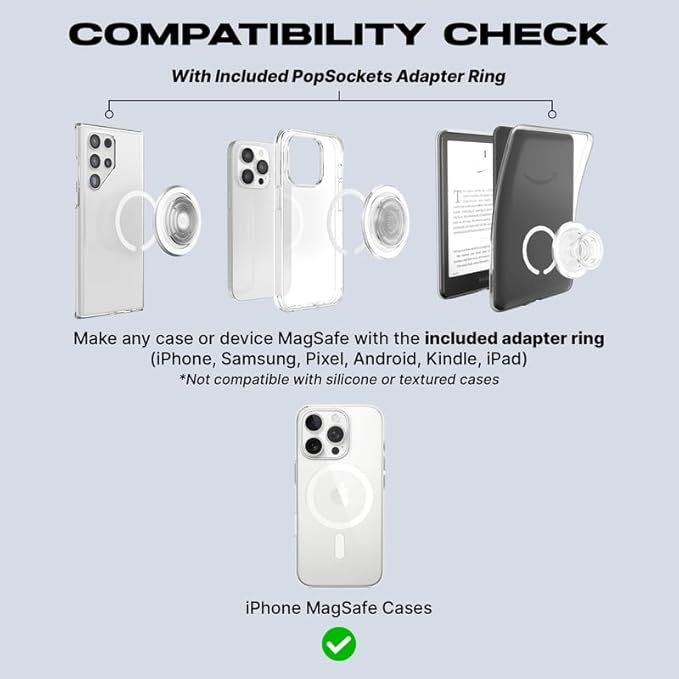 PopSockets Phone Grip for MagSafe with Kickstand, Magnetic Stand, Swappable Top, Secure Hold for iPhone MagSafe Cases, Phone & Tablet Grip - Enamel Red Wine