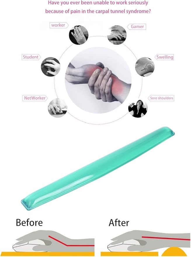 Silicone Gel Keyboard Wrist Rest Set Plus Keyboard & Mouse Wrist Support Pad Office, Computer, Laptop, Mac - Durable, Comfortable and Pain Relief