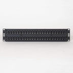 ICC CAT5e Feed-Through Patch Panel, 48 Port, 2U Rackmount, RJ45 Ethernet Patch Panel, No Punch Down, PoE++ and TAA Compliant, Black