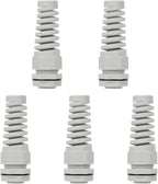 LeMotech 5Pcs NPT 3/4" IP68 Waterproof Cable Gland Flex Spiral Strain Relief Grey Nylon Joint with Gaskets for 13-18mm Wire Thread