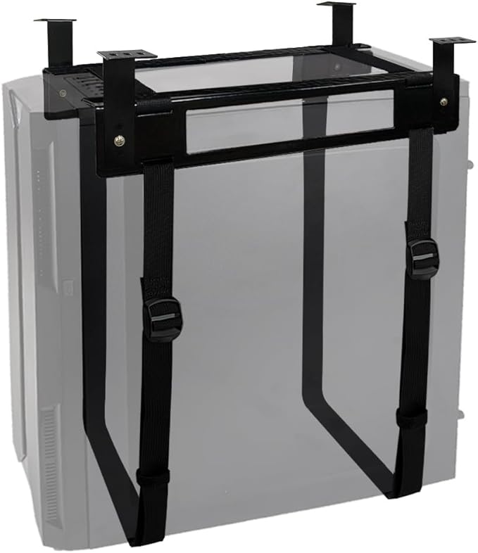 Under Desk PC Mount with Anti Scratch Sponge, Adjustable CPU Holder Bracket for Computer Tower (Black, Fixed)