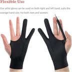 Drawing Glove, 3-Layer Palm Rejection Digital Art Glove for Graphic Tablet, Artist Gloves with Two Fingers for iPad, Paper Sketching, Smudge Guard (2 PCS, Lager)